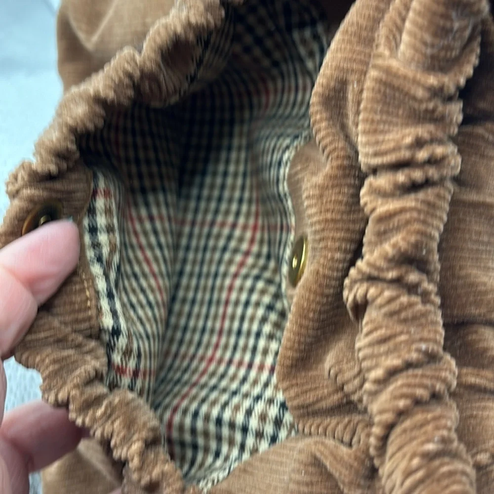 Brandy Melville light brown Corduroy mini bag exterior pocket casual festival - Picture 3 of 16